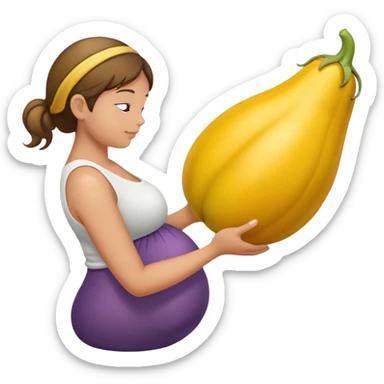 yellow eggplant combined with pregnant person and bowing person, bowing person in profile sticker