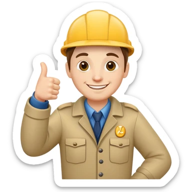 Tour guide with thumbs up indicating available tour sticker