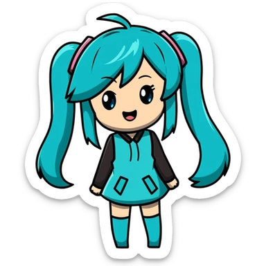 Hatsune Miku surprised reaction with shocked expression sticker