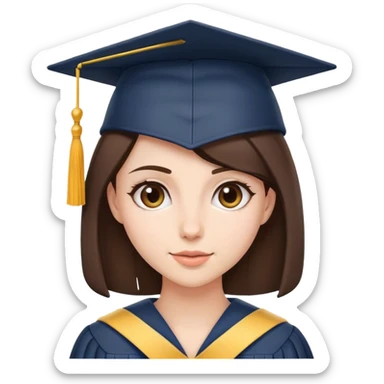 Brunette with graduation cap sticker