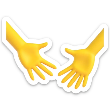 A 3D yellow emoji-style illustration of two open hands, positioned side by side and angled to the right, as if they are pushing something like a swing. Add motion lines behind the hands to the left to show a rightward pushing movement. Clean cartoon style, minimal background sticker