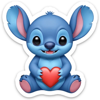 Stich con un corazón diciendo hola bombón sticker