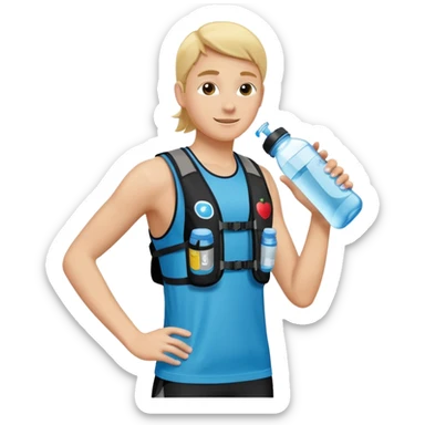 hydration running vest with visible water bottle pockets and small compartments, no wearer, apple emoji style sticker