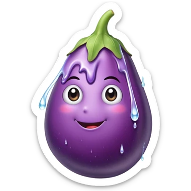 Eggplant with icicle dripping down it sticker