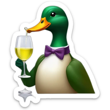 fancy mallard drinking a glas of white wine sticker