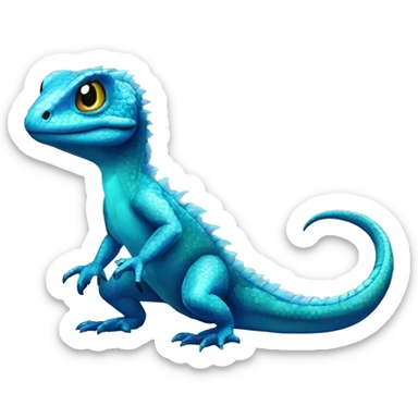 Cyan Shiny Glossy Lizard-Reptile-Raptor-Fakémon with dark-blue patterns Full Body sticker