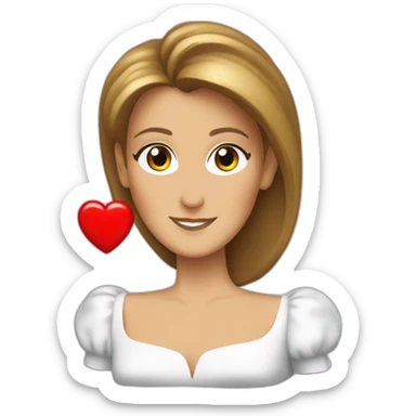 Celine Dion with a red heart  sticker