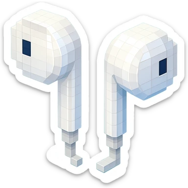 white EarPods headphones with a glossy finish sticker