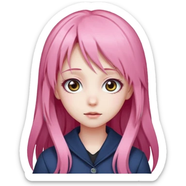 Anime girls with long pink hair sticker