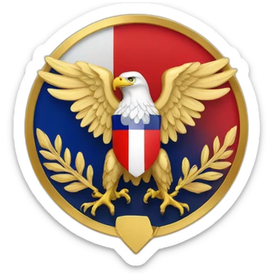 The French flag with a golden eagle emblem in the middle sticker