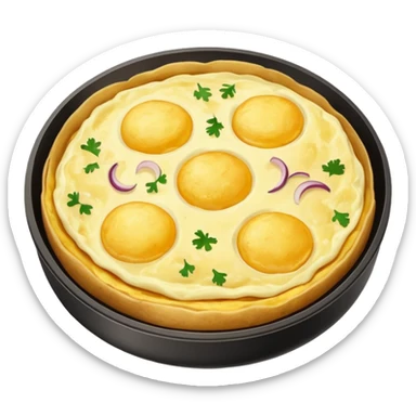 Round spanish potato omelet no plate sticker