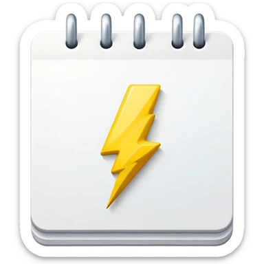 calendar with a circled date and small lightning bolt  sticker