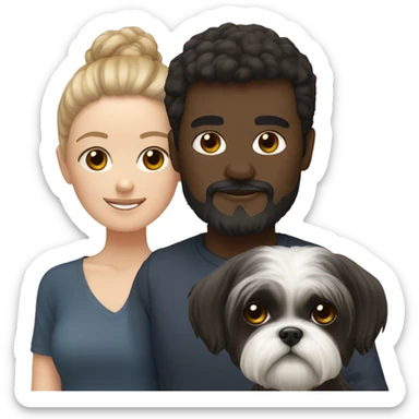 Two humans and black shih tzu  sticker