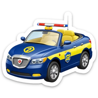 Police Coventible With Body Color Is Navy, White And Lemon Yellow With Symbol Is Lemon Yellow PawPatrol Chase Symbol With Number Is 02 sticker