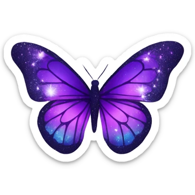 Purple-Shiny-Gem-Crystal-Glitter-Galaxy-Gradient-Sparkle-Stars-Glass-Butterfly sticker