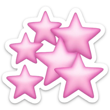 Three small pink , five-pointed stars grouped together. The stars have a slightly elongated shape, giving them a twinkling effect. They vary in size, with the largest star in the center and two smaller stars on either side.  sticker
