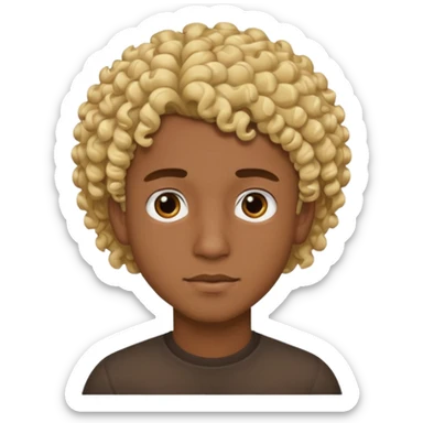 Chico joven latino, piel muy morena, pelo rubio rizado sticker