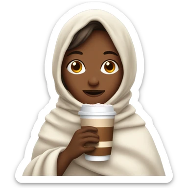 Girl covered with blanket and drink hot chocolate  sticker