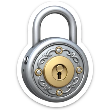 Closed padlock with a key inserted into it sticker