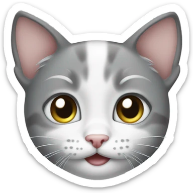 Gray and white kitten face sticker