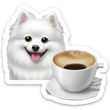 White german spitz and coffe sticker