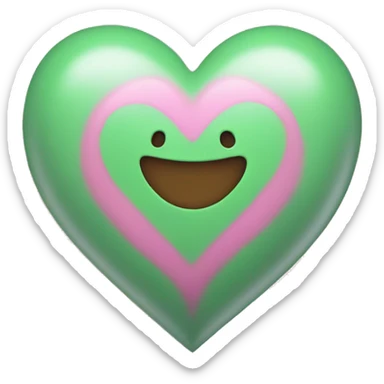pink and green heart  sticker