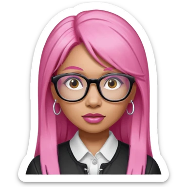 Rapper Nicki Minaj pink hair wear glasses sticker