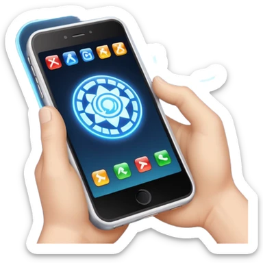 a phone showing the game weaver being played on it  sticker