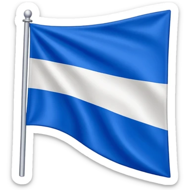 Hazme la bandera blanca con una franja azul de punta izquierda arriba a punta derecha abajo sticker