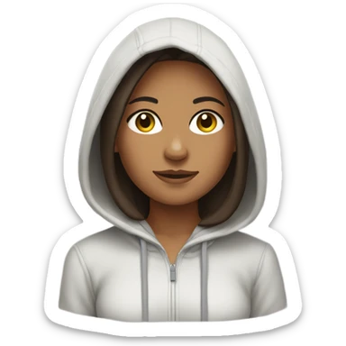 Girl brunette wearing a hoodie  sticker