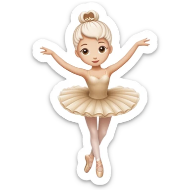 A whimsical cappuccino coffee with milk foam shaped like a ballerina in a tutu dancing on top sticker