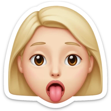 face with eyes rolled back, tongue hanging out, blushed sticker