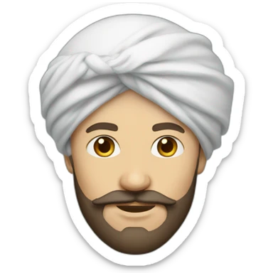 white man wearing big turban + dark brown beard sticker