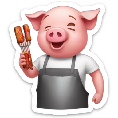 Human Pig doing bbq sticker