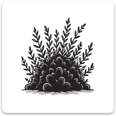 a bush, black lines, sketchy sticker