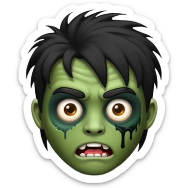 crie um emoji de zumbi homen com o cabelo de emo de anime grande cobrindo o rosto assim🧟 sticker