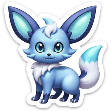 Shiny snowy pastel Nebulae Noibat-Meowstic-Umbreon-Fakémon-hybrid-creature (full body)  sticker