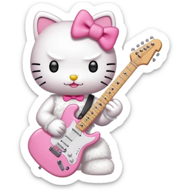 Hello Kitty rocking out with an electric guitar sticker