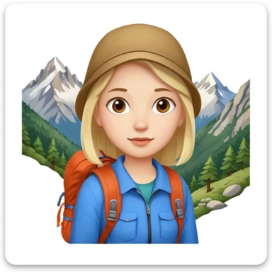 girl back packing mountains background  sticker