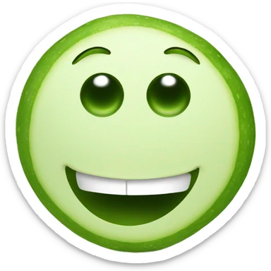 a smiley face with a nose that looks like a cucumber  sticker