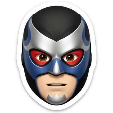 wrestler with a dramatic black and silver lucha libre mask sticker