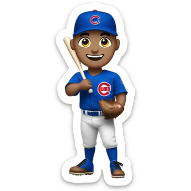 White male Chicago cub player waving a W flag  sticker
