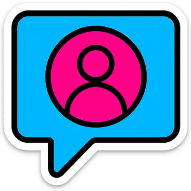 social media icon with bold electric blue and magenta colors reminiscent of gaming gear, modern icon style, colorful, sharp lines sticker