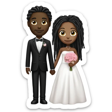 Pink wedding black couple with dreads sticker