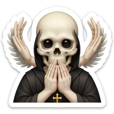 make a skull face like this💀but agnel and demon one with there hands going like this 🤞 sticker