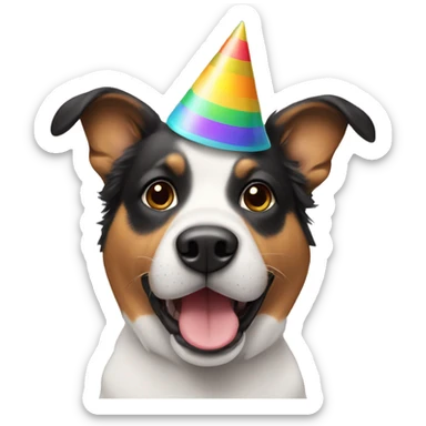 dog with party hat sticker