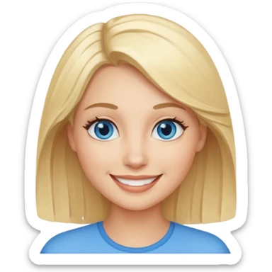 blonde smiling at the viewer with blue eyes sticker