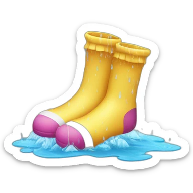Two feet wearing socks Soaking wet from the rain sticker