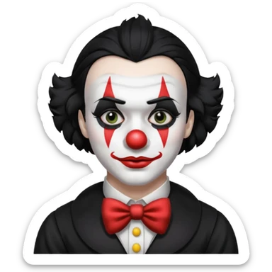 man with black hair black and white clown makeup black clothes sticker