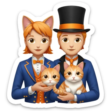  Icon magician couple and their pet cat sticker